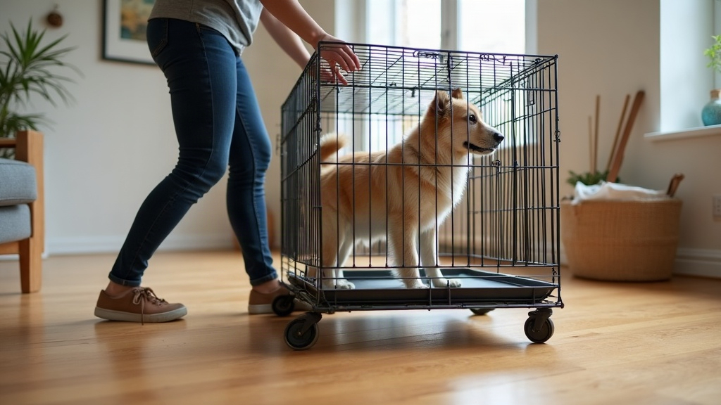 Heavy-Duty Dog Crate with Locking Casters